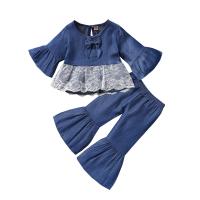 Algodón Conjunto De Ropa De La Muchacha, impreso, azul,  Conjunto