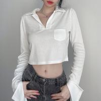 Algodón Mujeres camiseta de manga larga, de punto, Sólido, más colores para elegir,  trozo