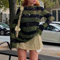 Caddice Caddice Vrouwen lange mouwen blouses Gebreide Striped Groene stuk