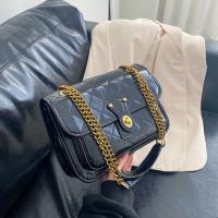 PU Leather Shoulder Bag with chain & soft surface plaid PC