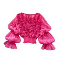 Chiffon Slim Women Long Sleeve Shirt slimming Solid : PC