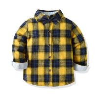 Coton Chemise de garçon Plaid Jaune pièce