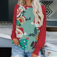 Polyester Women Sweatshirts christmas design & loose printed PC