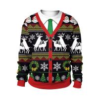 Polyester Women Sweatshirts christmas design & fake two piece printed PC