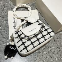 Cloth Shoulder Bag with chain & soft surface plaid PC