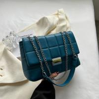 PU Leather Shoulder Bag with chain & soft surface plaid PC