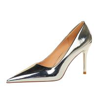 PU Leather Stiletto High-Heeled Shoes Solid Pair