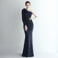 Sequin & Polyester Slim & Plus Size Long Evening Dress & One Shoulder embroidered PC