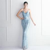 Sequin & Polyester Slim & Plus Size Long Evening Dress deep V embroidered PC