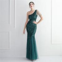 Sequin & Polyester Slim & Plus Size Long Evening Dress & One Shoulder embroidered PC