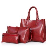 PU Leather Bag Suit large capacity & soft surface & three piece Solid Set