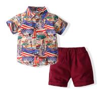 Katoen Boy Summer Kleding Set Afgedrukt Rode stuk