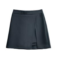 Spandex A-line & High Waist Pantskirt slimming patchwork black PC