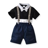 Katoen Boy Summer Kleding Set Stropdas & hang broek & Boven Afgedrukt Lappendeken veelkleurig Instellen