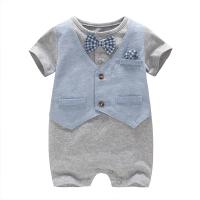 Cotton Baby Jumpsuit & fake two piece plain dyed blue PC