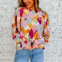 Polyester Women Long Sleeve Blouses slimming printed PC