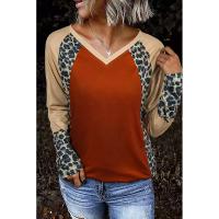 Poliéster Mujeres camiseta de manga larga, impreso, leopardo,  trozo