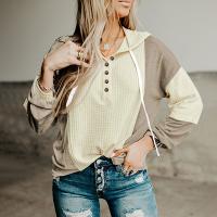 Polyester Women Sweatshirts & loose knitted Apricot PC