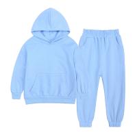 Cotton Children Clothes Set & two piece & loose Sweatshirt & Pants plain dyed Solid Set