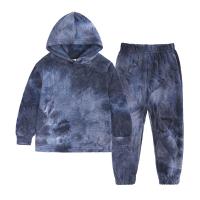 Cotton Children Clothes Set & two piece & loose Sweatshirt & Pants plain dyed Solid Set