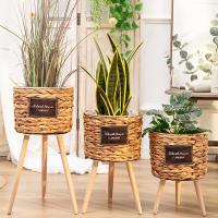 Bamboo & Rattan Flower Rack durable weave PC