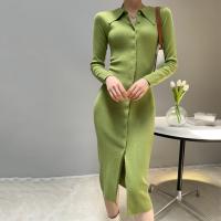 Polyamide Slim Sexy Package Hip Dresses knitted Solid PC