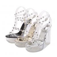 PVC buckle & chunky High-Heeled Shoes Pair