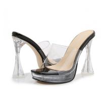 PVC chunky High-Heeled Shoes Pair