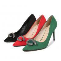 Suede Stiletto High-Heeled Shoes & with rhinestone Pair