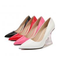 PU Leather chunky High-Heeled Shoes Solid Pair