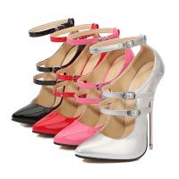 PU Leather buckle & Stiletto High-Heeled Shoes Solid Pair