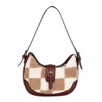 Plush & PU Leather Shoulder Bag soft surface plaid PC