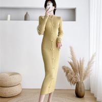 Polyamide Slim Sexy Package Hip Dresses knitted Solid PC