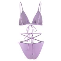 Polyester Bikini Solide Violet pièce