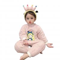 Polyester Children Siamese Pajamas & thick fleece & thermal Cotton Cartoon PC