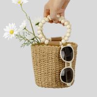 Straw Woven Tote soft surface khaki PC