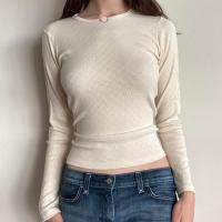 Cotton Slim Women Long Sleeve T-shirt white PC