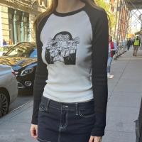 Cotton Slim Women Long Sleeve T-shirt printed PC