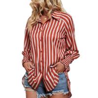 Polyester Vrouwen lange mouw Shirt Striped Rode stuk