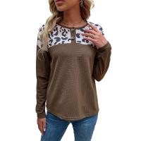 Polyester Slim Women Long Sleeve Blouses printed coffee PC