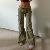 Polyester Women Long Trousers & loose patchwork Solid green PC