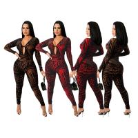 Polyester Women Casual Set & two piece Spandex Long Trousers & top printed Set