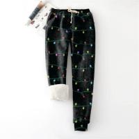 Berber Fleece & Cotton Plus Size Women Casual Pants & thick fleece & loose & thermal printed PC