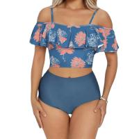 Polyester Ensemble Tankinis Imprimé Floral Bleu Ensemble