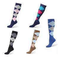 Nylon Women Knee Socks & sweat absorption & breathable jacquard plaid Lot