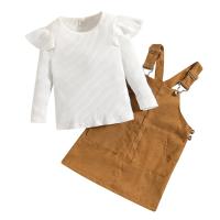 ポリエステル 女の子服セット サスペンダースカート & ページのトップへ パッチワーク 単色 2つの異なる色 セット