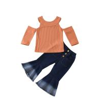 Cotton Slim Girl Clothes Set & two piece Pants & top patchwork Solid Set