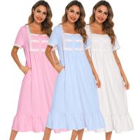 Polyester & Cotton Sleep Dress & breathable Solid PC