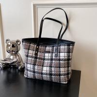 Woollen Cloth Shoulder Bag large capacity & soft surface plaid PC