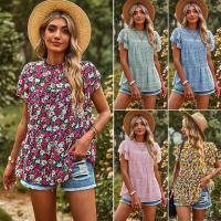 Polyester T-shirts femmes à manches courtes Imprimé Floral plus de couleurs pour le choix pièce